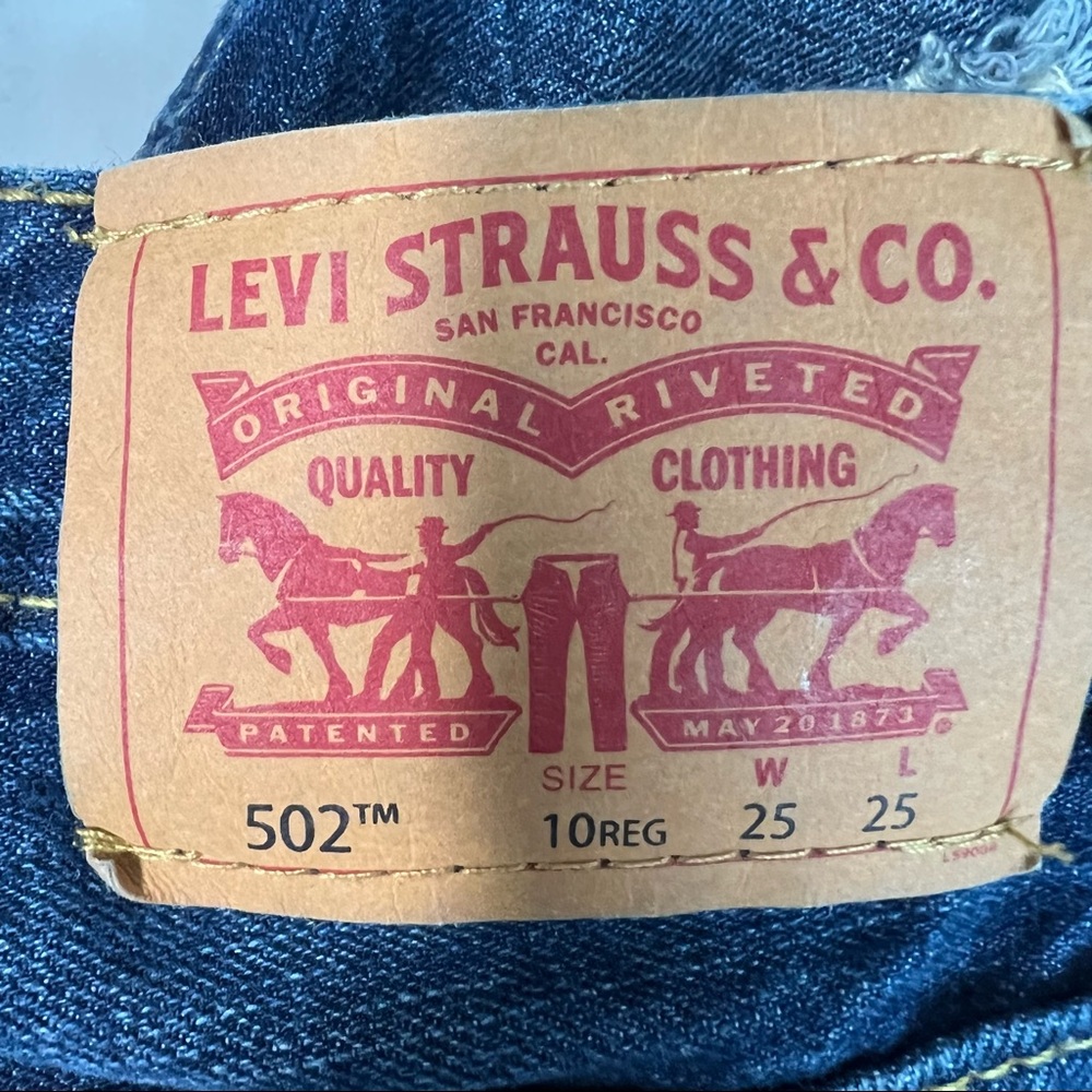 LEVIS 502 Regular Taper W25 L25 Distressed Jeans - Picture 10 of 10